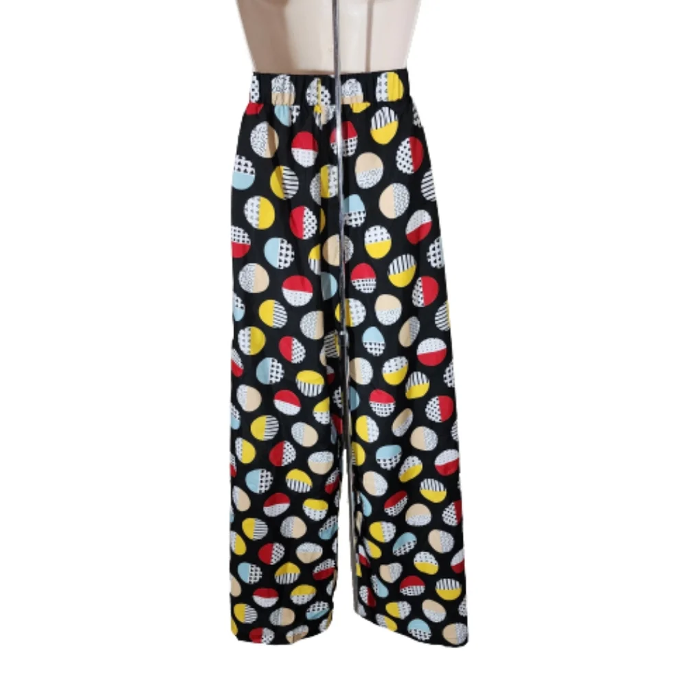 Pants Wide Leg Wrap Hem Geo Print Multicolor Red Multi Plus Size 1X - Picture 11 of 14